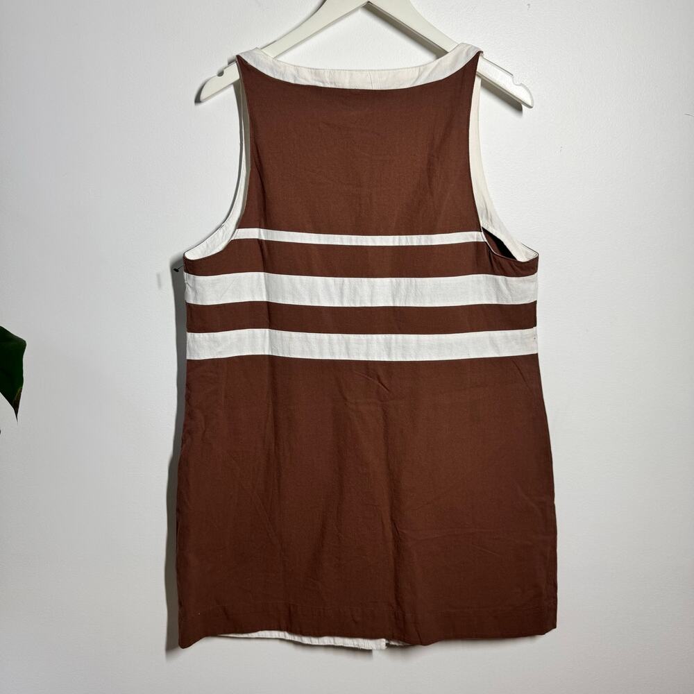 Free People St. Tropez Tunic Mini Dress Women L Umber Earth Combo Boho Coastal - Picture 2 of 8